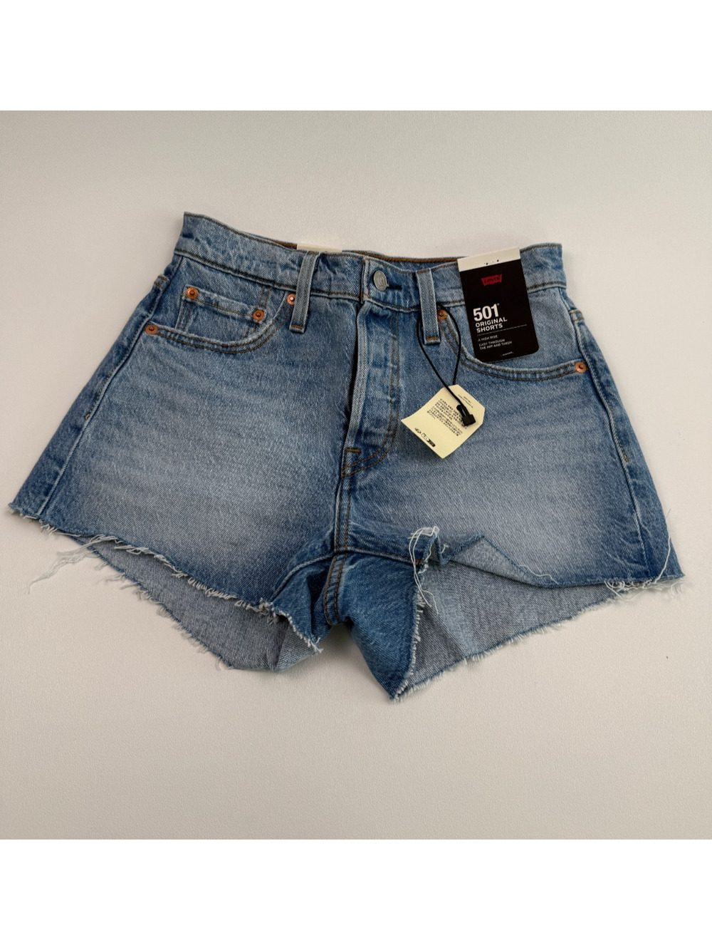 Levi's Premium Women 501 High Rise Button Fly Stretch Jeans Short 25 Blue NWT